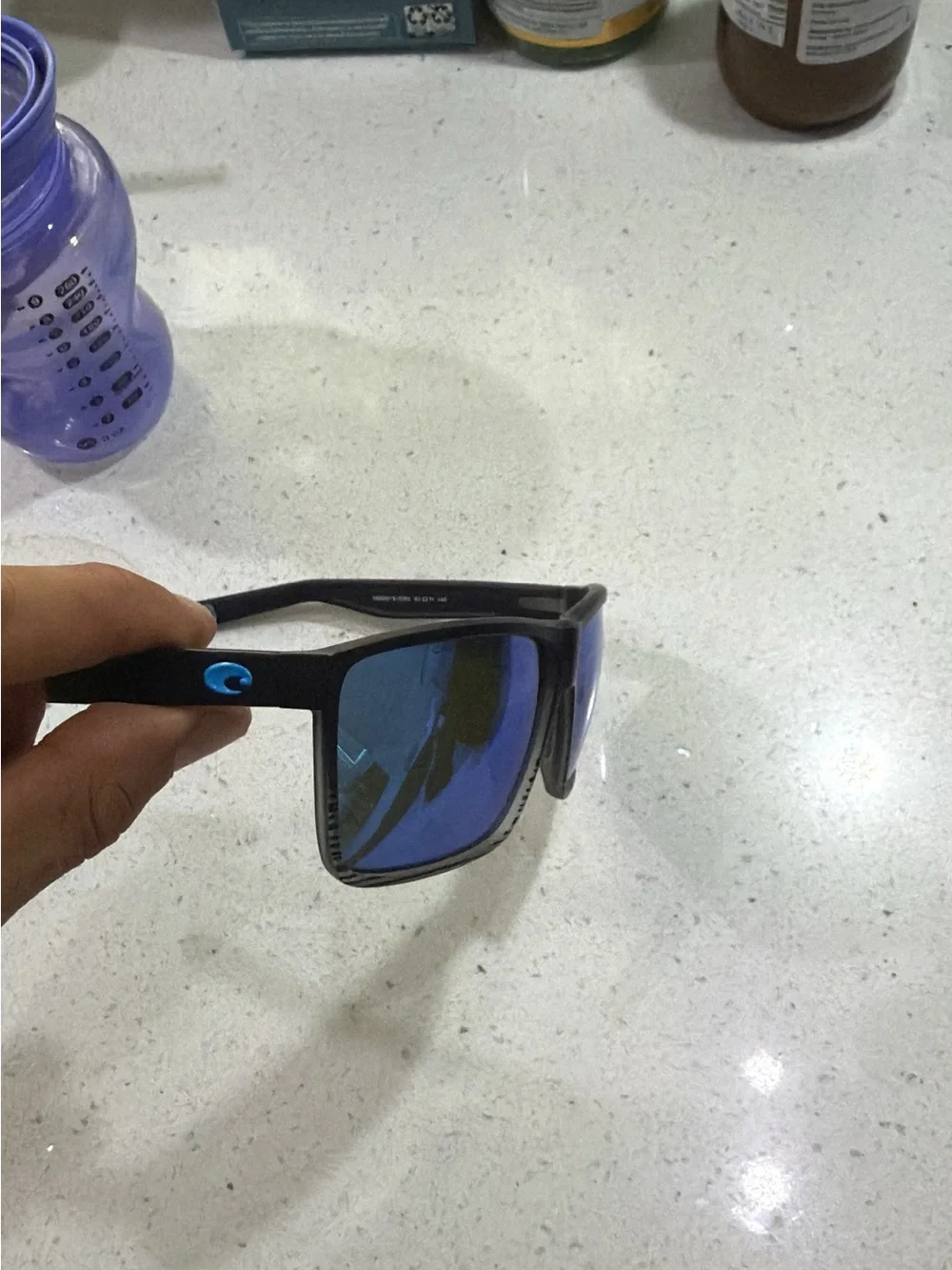Costa Sunglasses Black Frame with Blue Mirrored Lenses